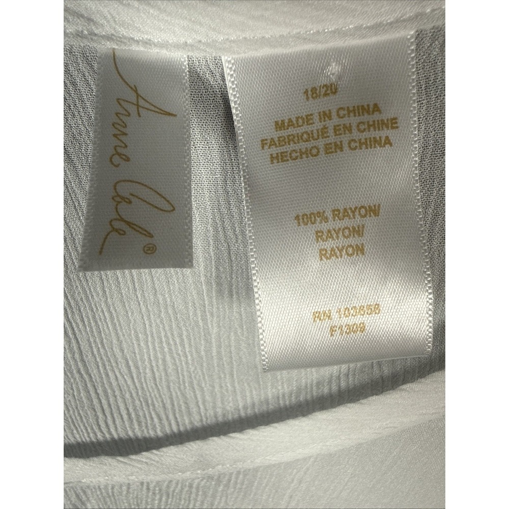 Anne Cole V-Neck White 100 Rayon Tunic Beach Cover-Up Women's Sz 18-20 NWT - Picture 4 of 7